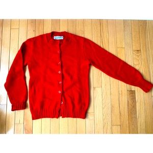 Vintage cherry red cardigan fits like a small